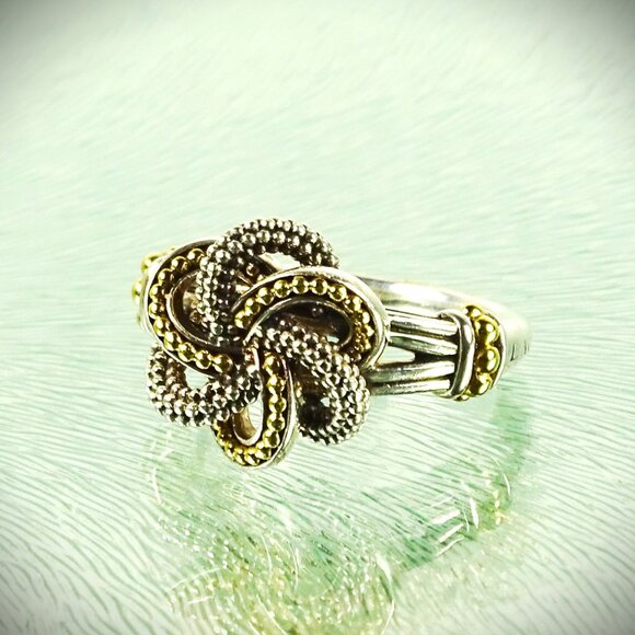 LAGOS Beautiful Sterling & 18K  Yellow Gold Love Knot Ring Size 7 - Picture 4 of 12